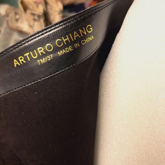 Arturo Chiang Black Riding Boots WOMENS SIZE 7M Leather Biker Minimalist Travel - Picture 9 of 10